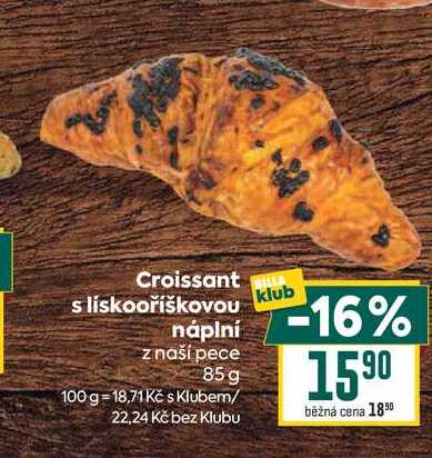 Croissant s lískooříškovou náplní z naší pece 85g 