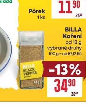 BILLA Koření od 13 g 