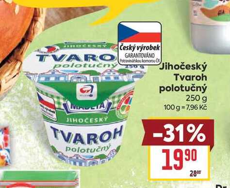 Jihočeský Tvaroh polotučný 250 g