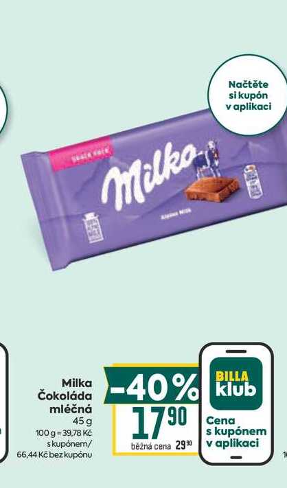 Milka Čokoláda mléčná 45 g
