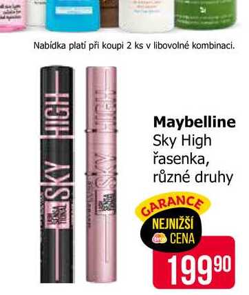 Maybelline Sky High řasenka, různé druhy