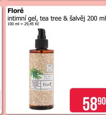 Floré intimní gel, tea tree & šalvěj 200 ml
