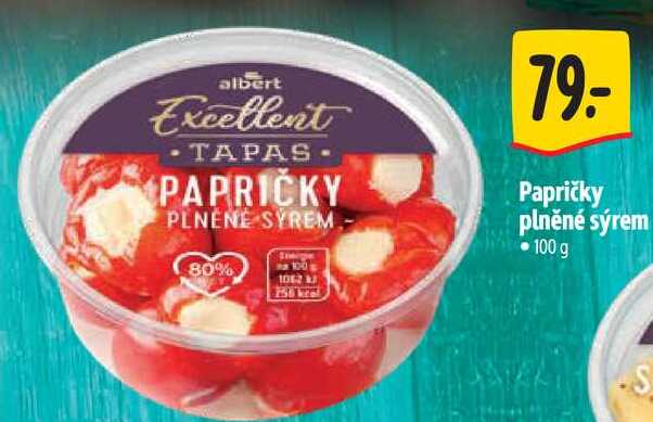 Papričky plněné sýrem, 100 g