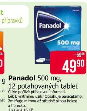 Panadol 500 mg, 12 potahovaných tablet 