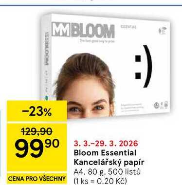 Bloom Essential Kancelářský papír A4, 80 g. 500 listů 