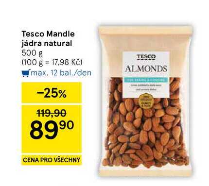Tesco Mandle jádra natural, 500 g