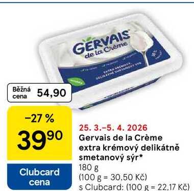 Gervais de la Crème extra krémový delikátně smetanový sýr, 180 g 