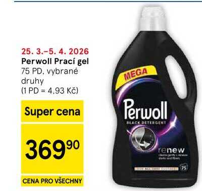 Perwoll Prací gel, 75 PD, vybrané druhy