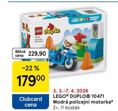 LEGO® DUPLO® 10471 Modrá policejní motorka* 2+, 11 kostek