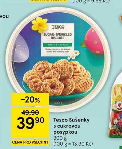 Tesco Sušenky s cukrovou posypkou, 300 g 