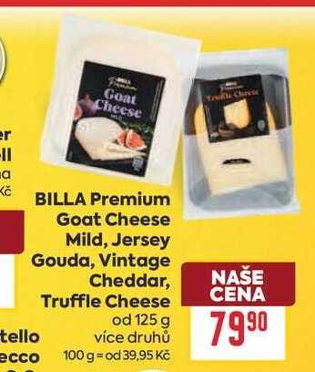 BILLA Premium Goat Cheese Mild, Jersey Gouda, Vintage Cheddar, Truffle Cheese od 125 g 