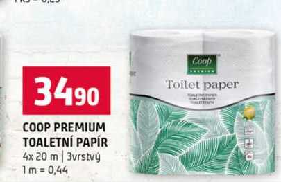 COOP PREMIUM TOALETNÍ PAPÍR 4 x 20 m