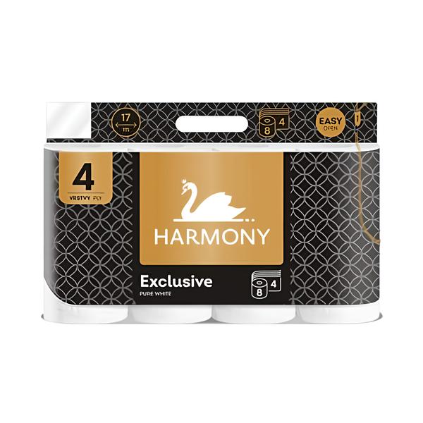Harmony Exclusive Pure White Toaletní papír, 4vrstvý, 8 rolí