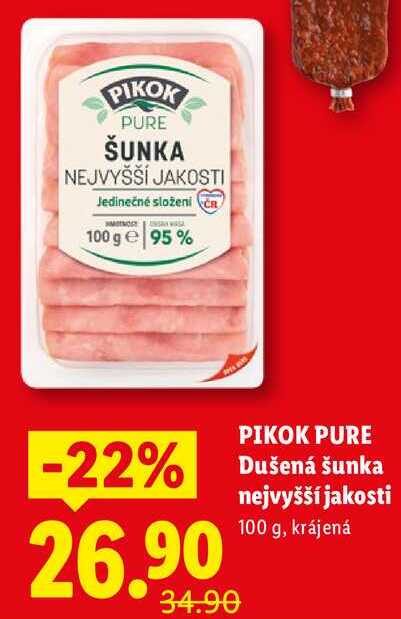 PIKOK PURE Dušená šunka nejvyšší jakosti, 100 g
