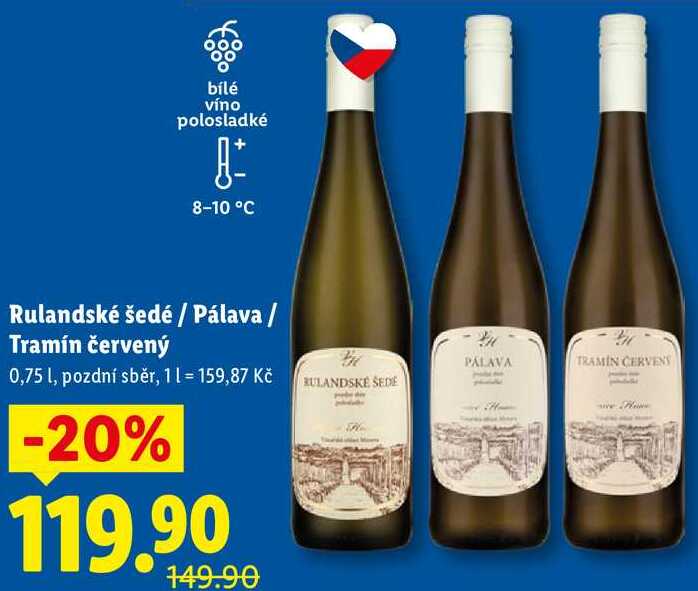 Rulandské šedé/Pálava/Tramín červený, 0,75 l