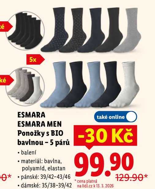 ESMARA ESMARA MEN Ponožky s BIO bavlnou - 5 párů 