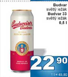 Budvar světlý ležák 0,5l