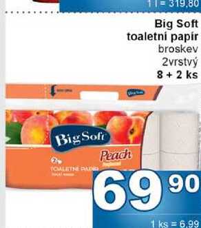Big Soft toaletni papir broskev 2vrstvý 8 + 2 ks 