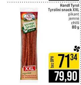 Handl Tyrol Tyrolini snack XXL pikant jemné chilli 80 g