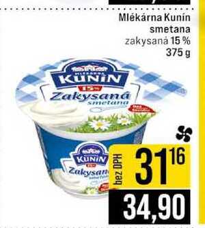 Mlékárna Kunín smetana zakysanȧ 15% 375 g