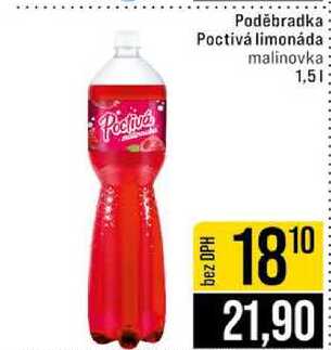 Poděbradka Poctivá limonáda malinovka 1,5l