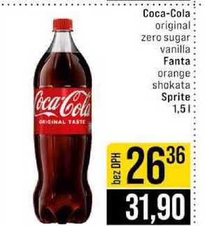 Coca-Cola original zero sugar vanilla Fanta orange shokata Sprite 1,5l