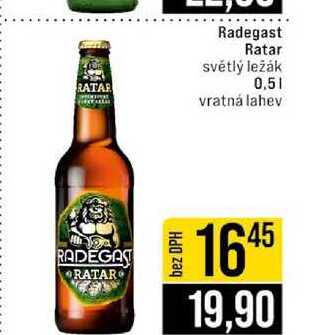 Radegast Ratar světlý ležák 0,5l