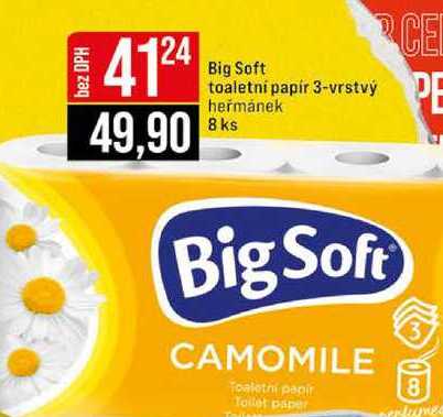 Big Soft toaletni papir 3-vrstvý heřmánek 8 ks