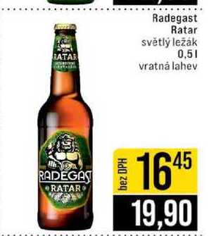 Radegast Ratar světlý ležák 0,5l