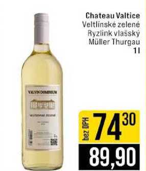 Chateau Valtice Veltlinské zelené Ryzlink vlašský Müller Thurgau 1l
