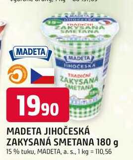 MADETA JIHOČESKÁ ZAKYSANÁ SMETANA 180 g 15% tuku