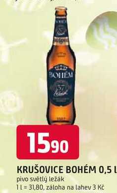 KRUŠOVICE BOHÉM 0,5 L pivo světlý ležák