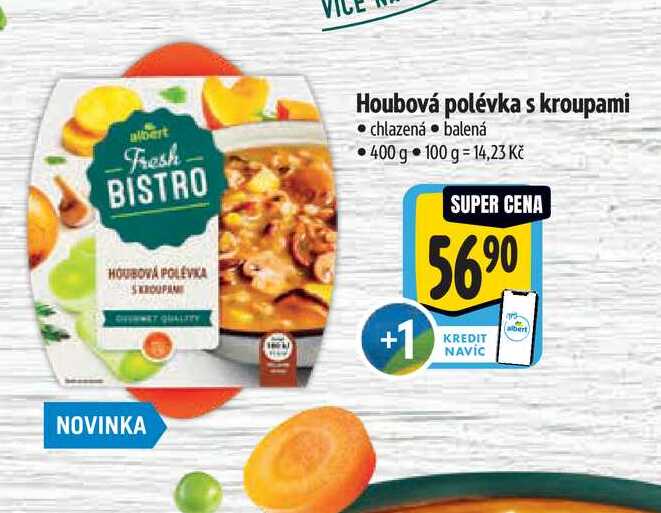 Houbová polévka s kroupami chlazená balená 400 g