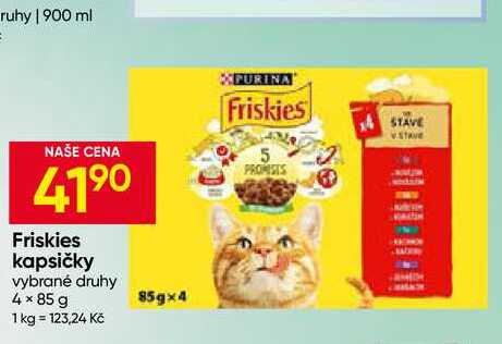 Friskies kapsičky vybrané druhy 4× 85 g