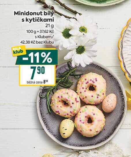 Minidonut bílý s kytičkami 21g 