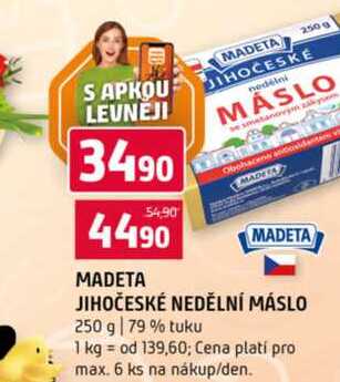 MADETA JIHOČESKÉ NEDĚLNÍ MÁSLO 250 g 79% tuku 