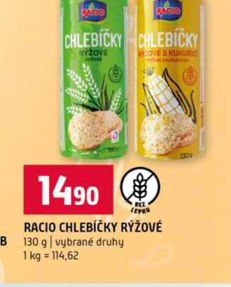 RACIO CHLEBÍČKY RÝŽOVÉ B 130 g vybrané druhy 
