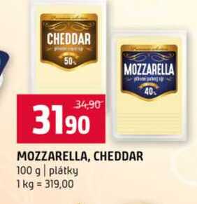 MOZZARELLA, CHEDDAR 100 g plátky