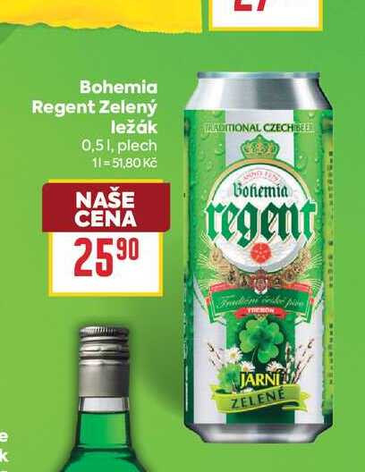 Bohemia Regent Zelený ležák 0,51, plech