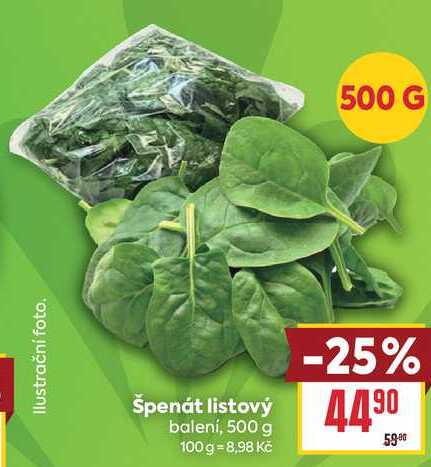 Špenát listový balení, 500 g