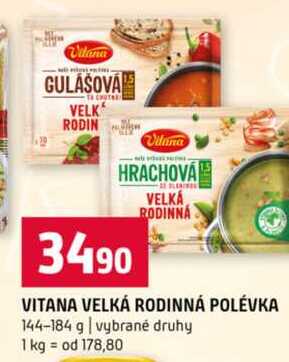 VITANA VELKÁ RODINNÁ POLÉVKA 144-184 g vybrané druhy