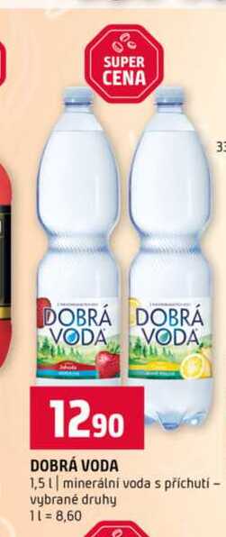 DOBRÁ VODA 1,5l minerální voda s příchutí vybrané druhy