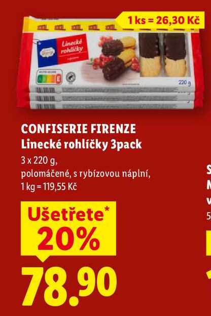 CONFISERIE FIRENZE Linecké rohlíčky 3pack, 3x 220 g