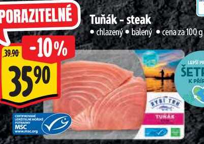 Tuňák - steak, cena za 100 g 