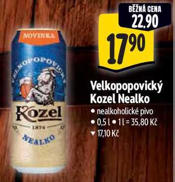 Velkopopovický Kozel Nealko, 0,5 l