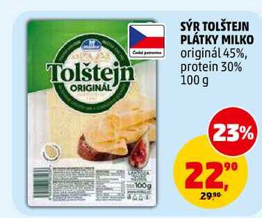 SÝR TOLŠTEJN PLÁTKY MILKO, 100 g 
