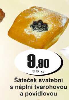 Šáteček svatební s náplní tvarohovou a povidlovou 50g