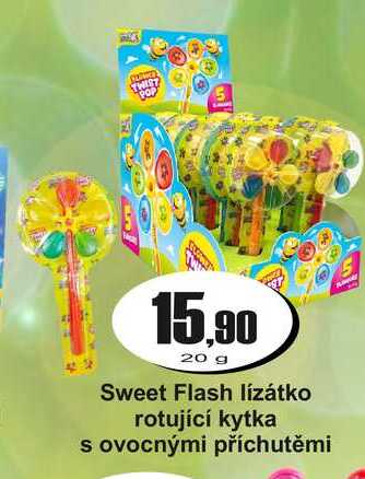 Sweet Flash lízátko rotující kytka s ovocnými příchutěmi  20g
