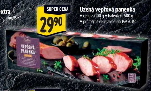 Uzená vepřová panenka, cena za 100 g