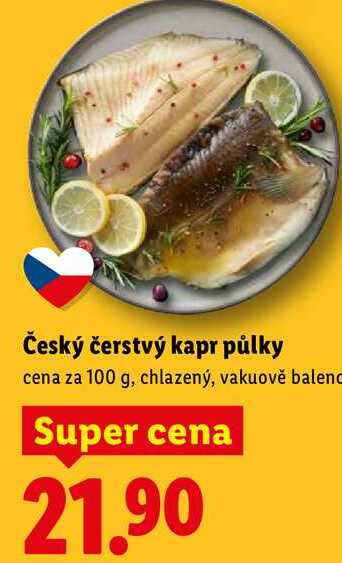 Český čerstvý kapr půlky, cena za 100 g